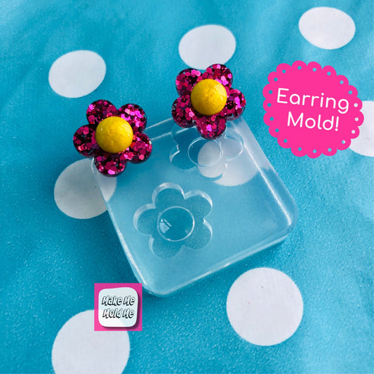 Clear silicone molds for resin 15mm Silicone Daisy Flower Stud Earring Mold