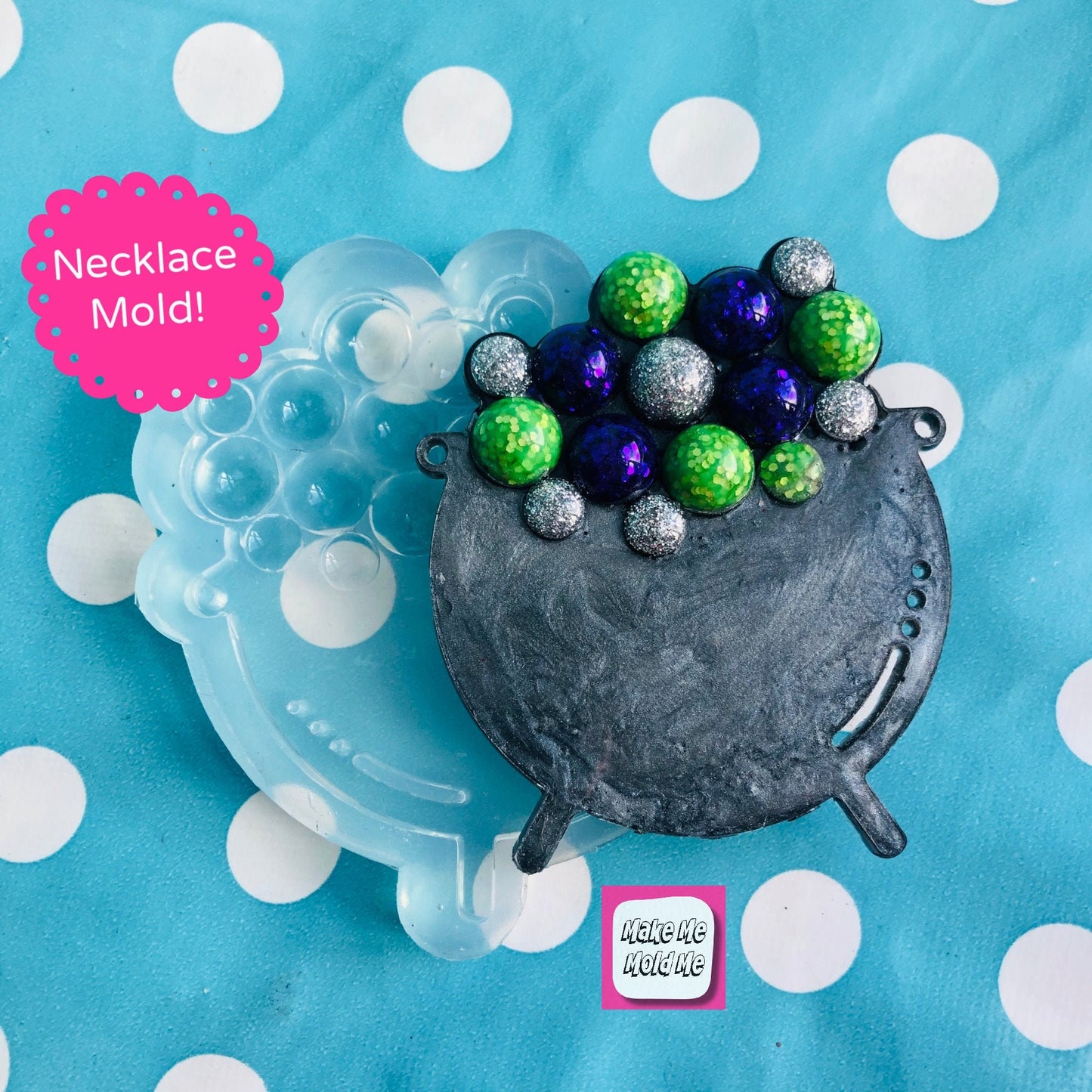 Silicone Cauldron Necklace Mold: Halloween Resin Crafter Mould (60mm)