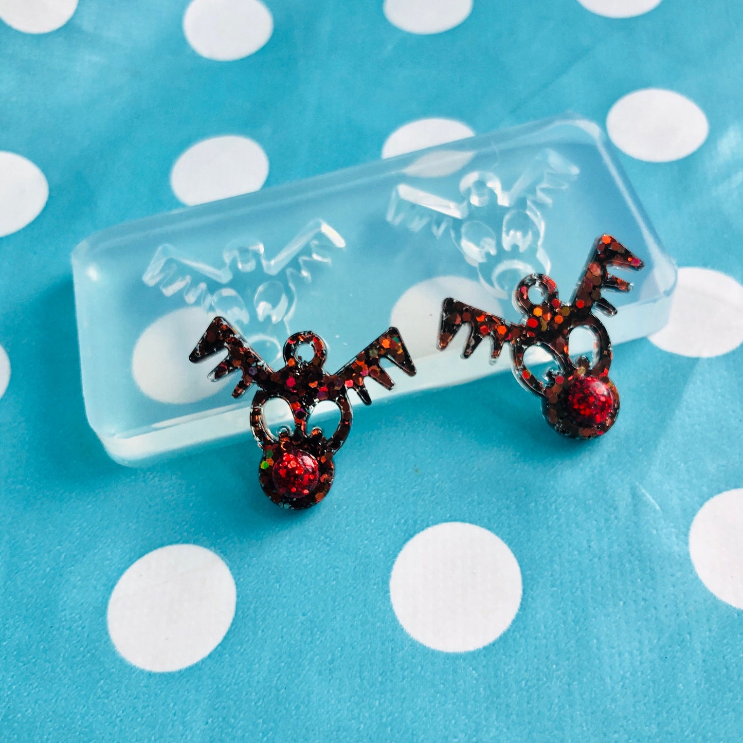 30mm Christmas Rudolph Reindeer Silicone Dangle Earring Mold - Resin Jewellery EM505