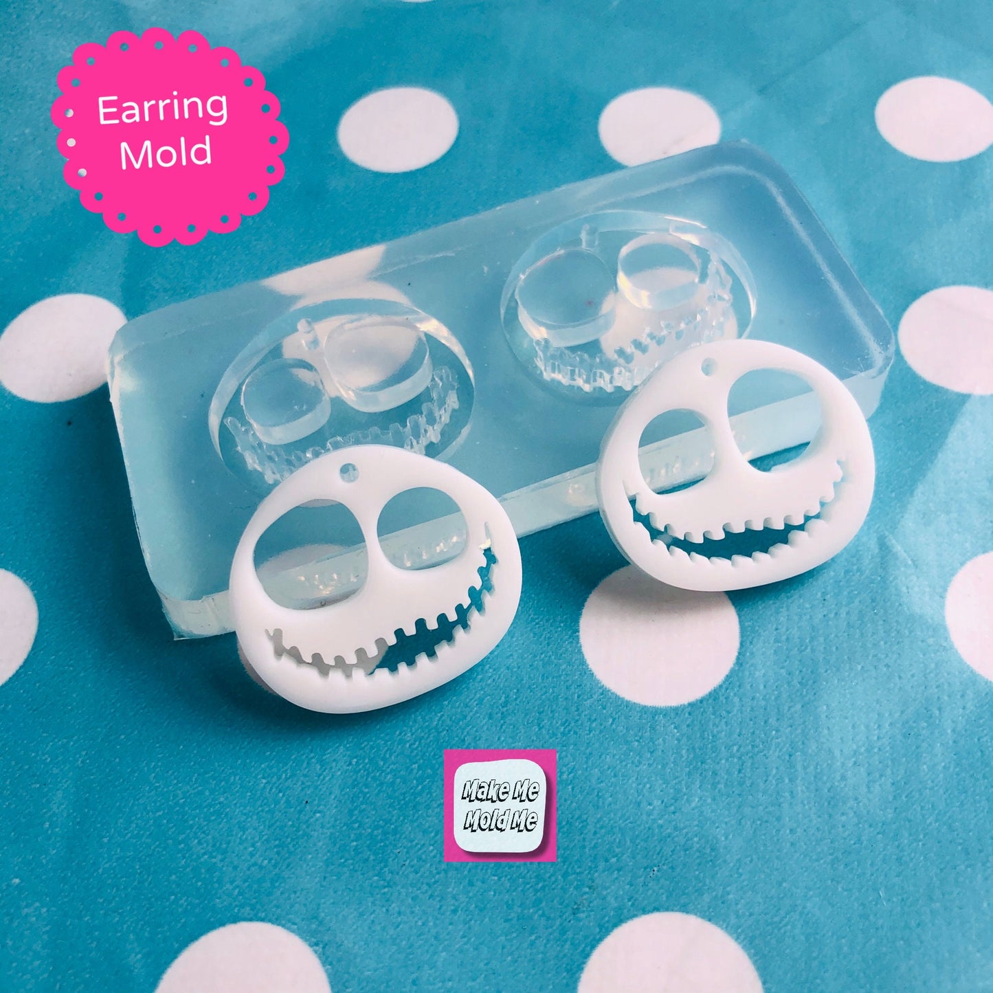 25mm Silicone Earring Jack Skull Dangle Mold  - Earrings Resin Crafter Mould Halloween EM502