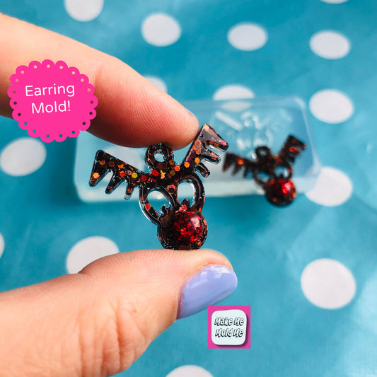 30mm Christmas Rudolph Reindeer Silicone Dangle Earring Mold - Resin Jewellery EM505