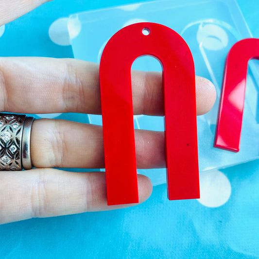 55mm Flat  Curved Arc Silicone Mold - Charm Earring Dangle with Holes Statement EM514