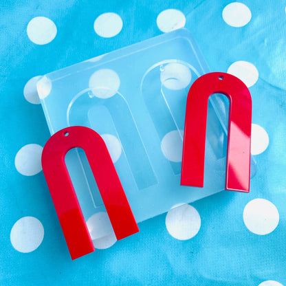 55mm Flat  Curved Arc Silicone Mold - Charm Earring Dangle with Holes Statement EM514
