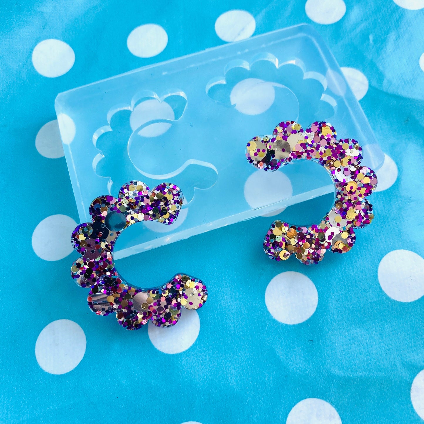 40mm Silicone Earrings Mold Resin - CC Flower Hoop