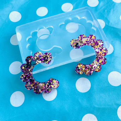 40mm Silicone Earrings Mold Resin - CC Flower Hoop