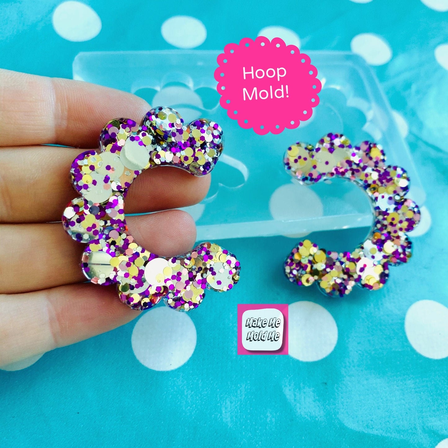 40mm Silicone Earrings Mold Resin - CC Flower Hoop