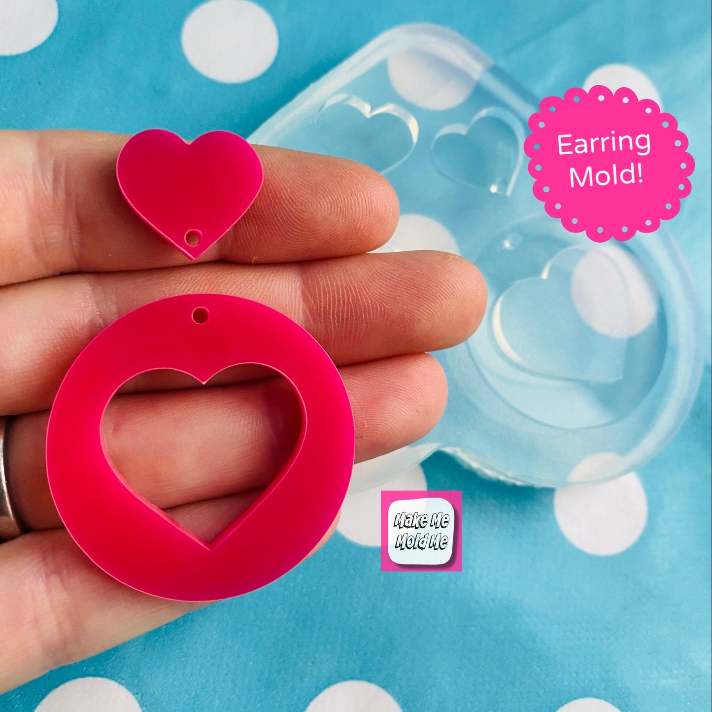 35mm Cut Out Heart Dangle Earring Mold - Silicone Mold Craft Resin Earrings EM509 ccc T