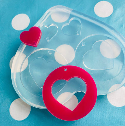35mm Cut Out Heart Dangle Earring Mold - Silicone Mold Craft Resin Earrings EM509 ccc T
