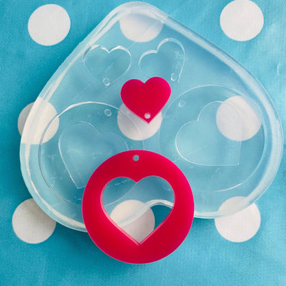 35mm Cut Out Heart Dangle Earring Mold - Silicone Mold Craft Resin Earrings EM509 ccc T
