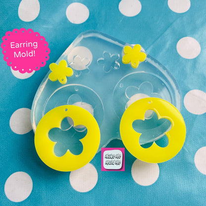 35mm Cut Out Flower Dangle Earring Mold - Silicone Mold Craft Resin Earrings EM511