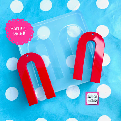 55mm Flat  Curved Arc Silicone Mold - Charm Earring Dangle with Holes Statement EM514
