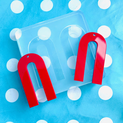 55mm Flat  Curved Arc Silicone Mold - Charm Earring Dangle with Holes Statement EM514