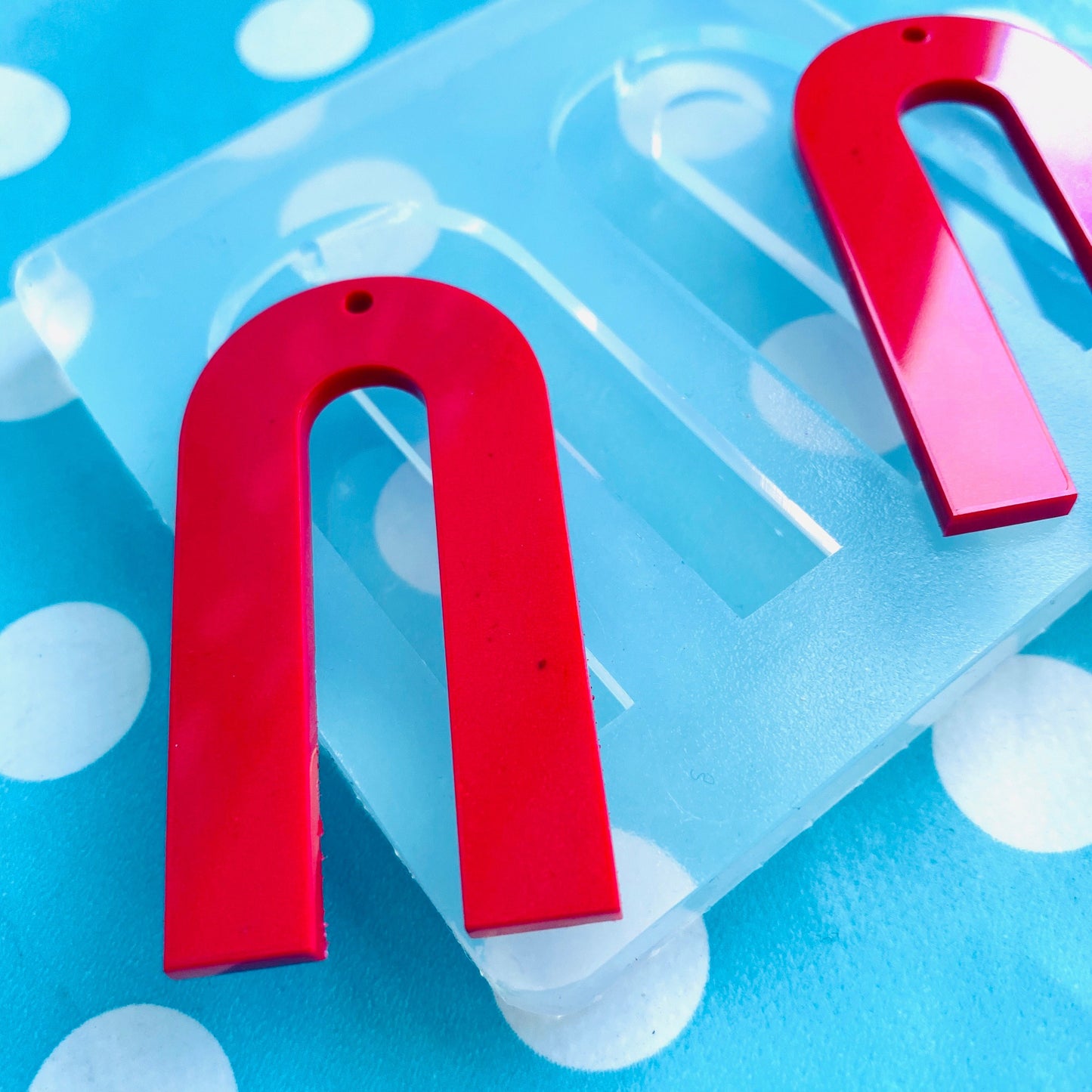 55mm Flat  Curved Arc Silicone Mold - Charm Earring Dangle with Holes Statement EM514