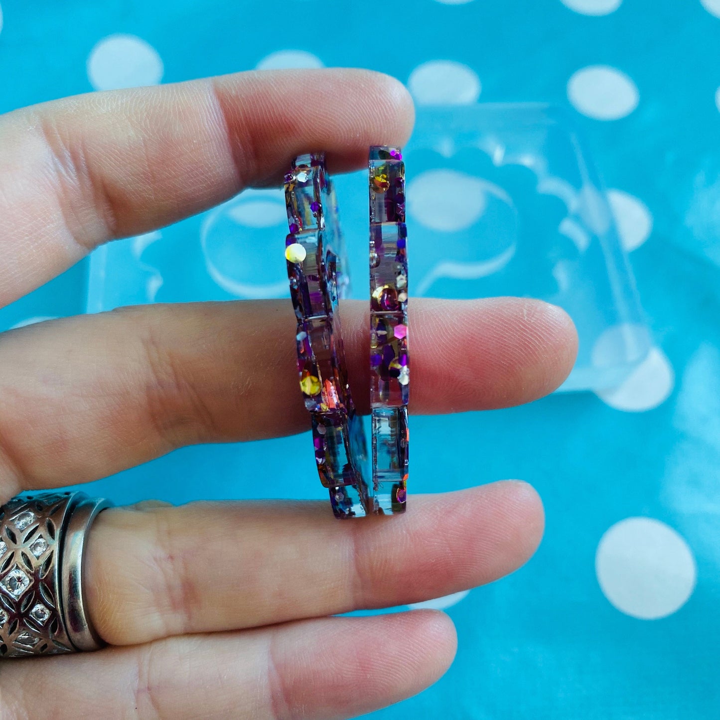 40mm Silicone Earrings Mold Resin - CC Flower Hoop