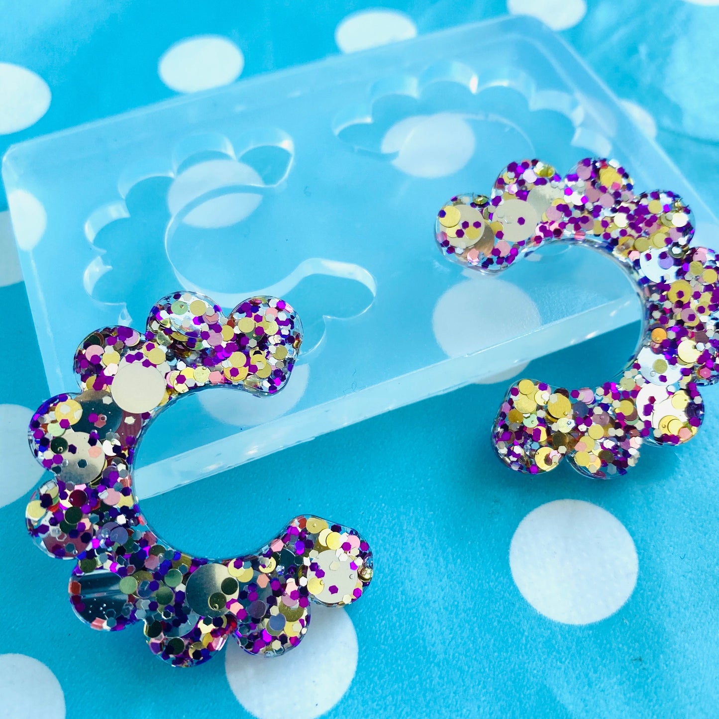 40mm Silicone Earrings Mold Resin - CC Flower Hoop