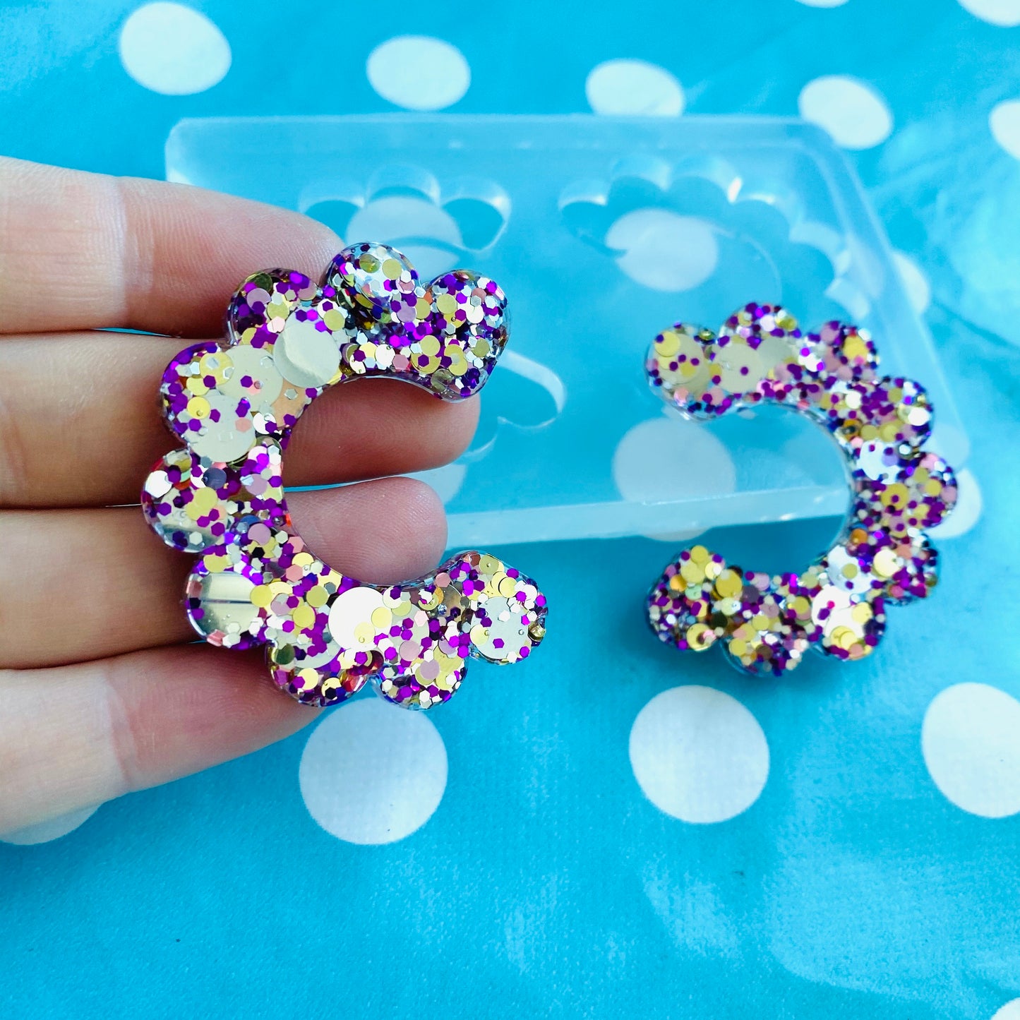 40mm Silicone Earrings Mold Resin - CC Flower Hoop