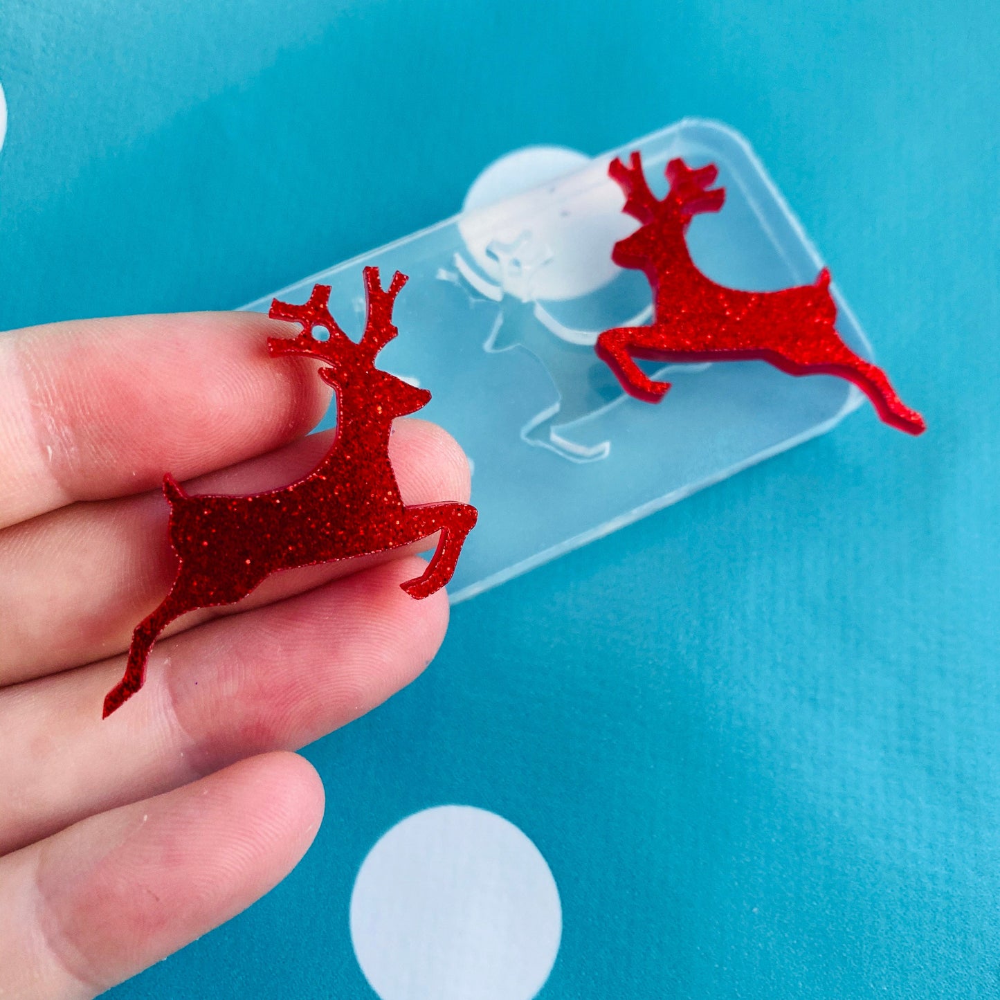 27mm Christmas Rudolph Reindeer Silicone Dangle Earring Mold - Resin Jewellery EM45