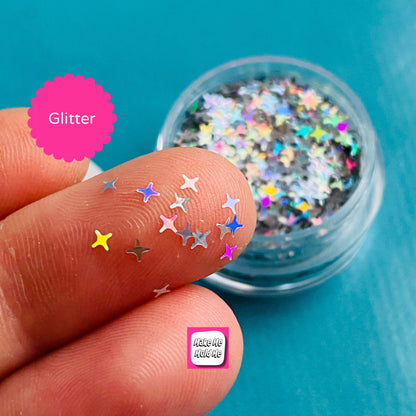 Amazing 4 Point Silver Star Shape Glitter Confetti MM101