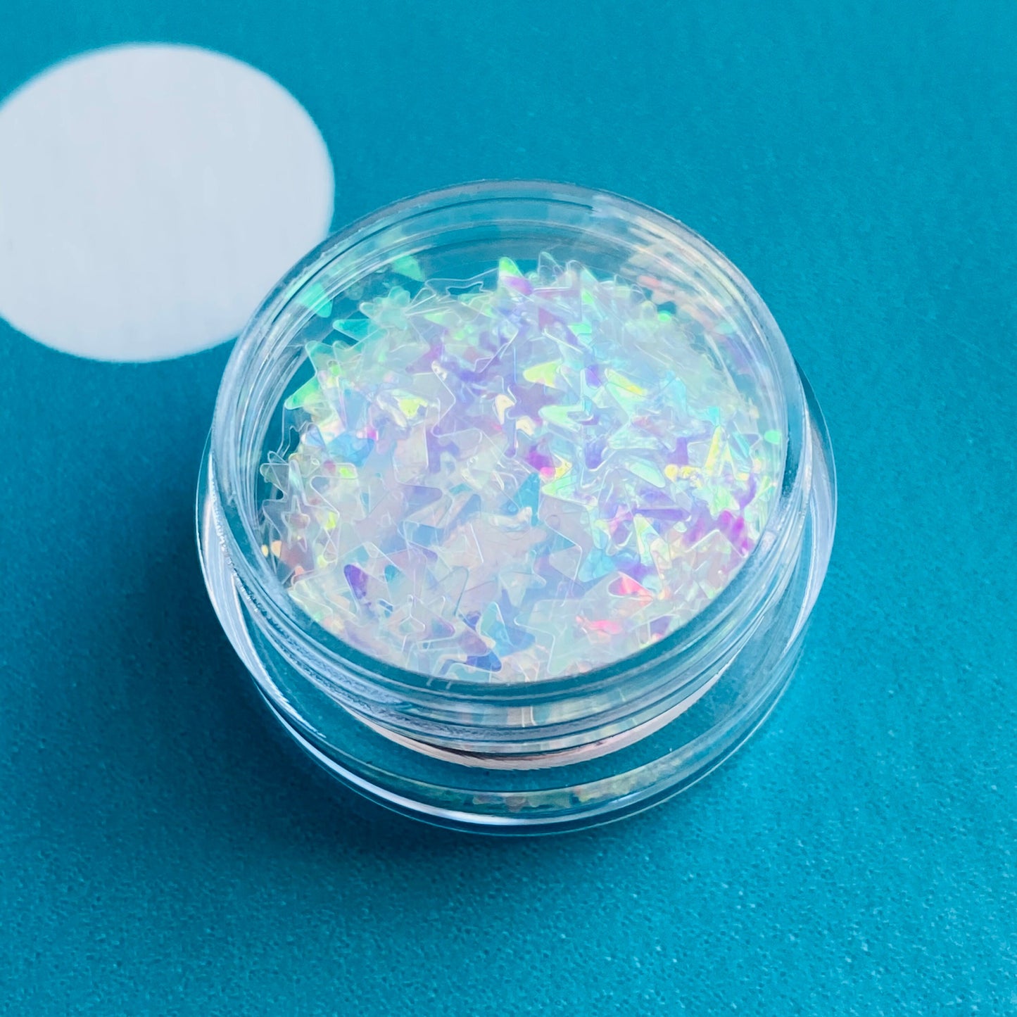 Holographic Star Confetti: White Cut Out Stars (5mm, 5ml Tub)