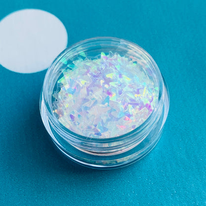 Holographic Star Confetti: White Cut Out Stars (5mm, 5ml Tub)