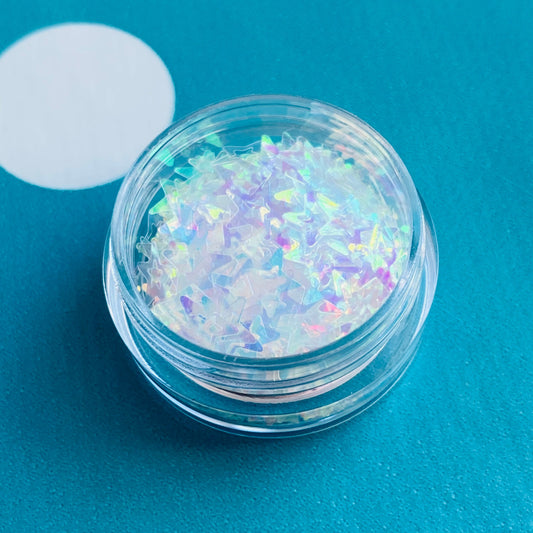 Holographic Star Confetti: White Cut Out Stars (5mm, 5ml Tub)