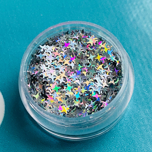 Amazing 4 Point Silver Star Shape Glitter Confetti MM101