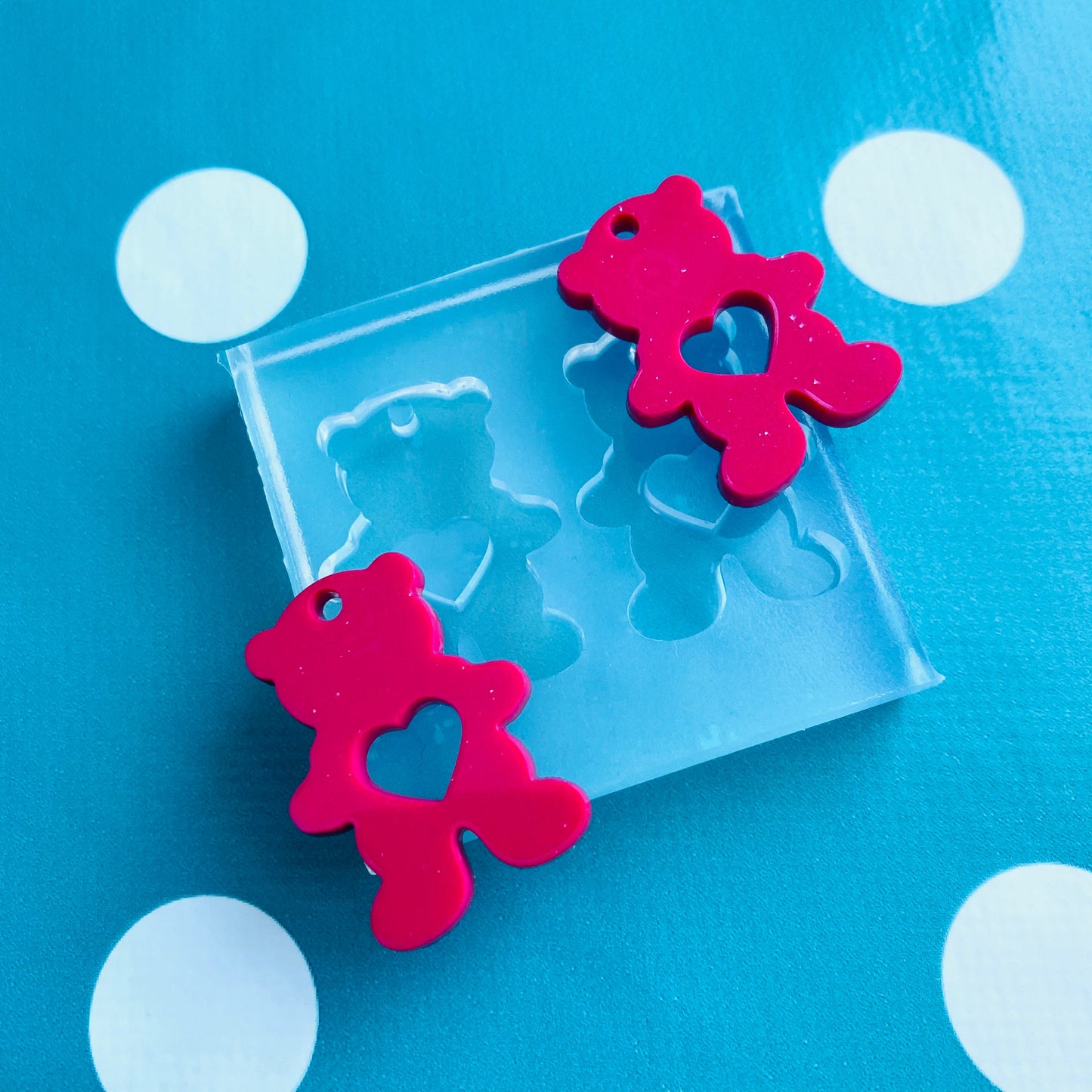 30mm Silicone Teddy Bear Earrings Mold - ResinValentines  EM526