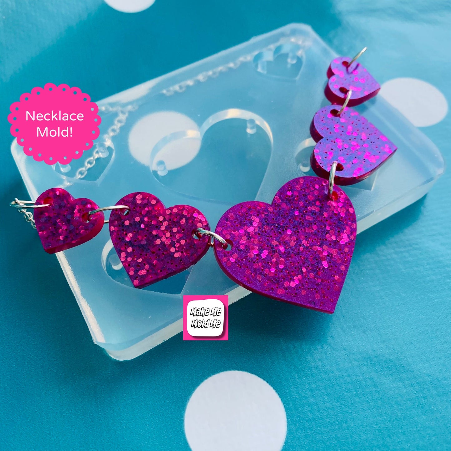 Heart Link Style  Necklace Silicone Mold - Resin Mould NM07