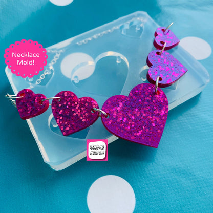 Heart Link Style  Necklace Silicone Mold - Resin Mould NM07