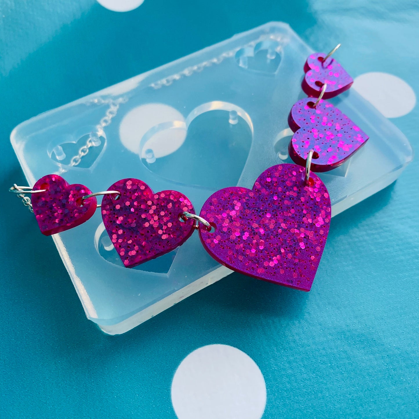 Heart Link Style  Necklace Silicone Mold - Resin Mould NM07