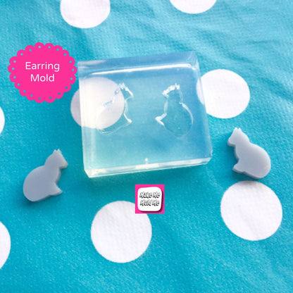 Clear Silicone Molds for Resin Cat Shape Pet Stud Earring  Mold EM200