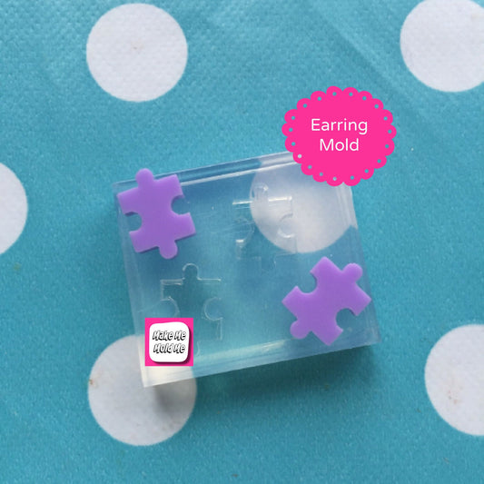 Silicone Earring Jigsaw shape Stud Mold  - Earrings Resin Crafter Mould EM142