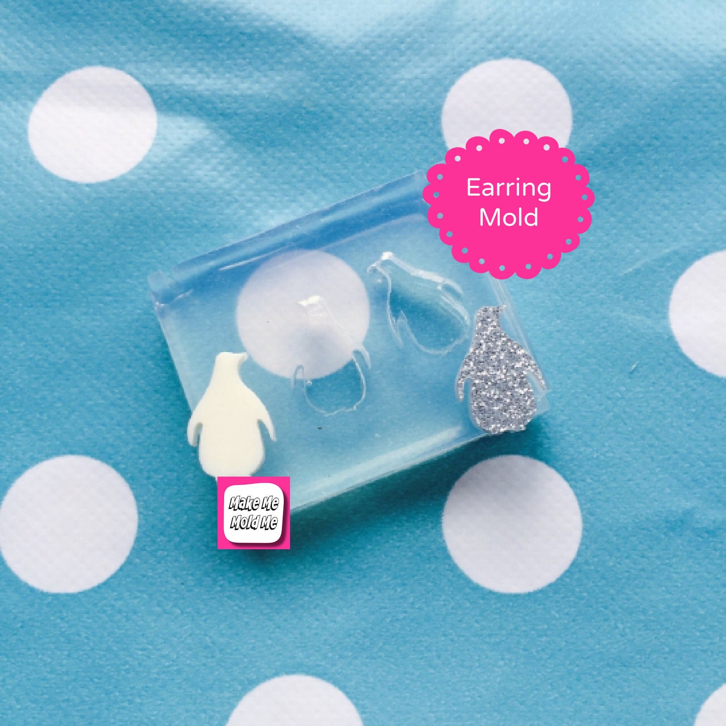 Silicone Earring Penguin shape Stud Mold  - Earrings Resin Crafter Mould EM116