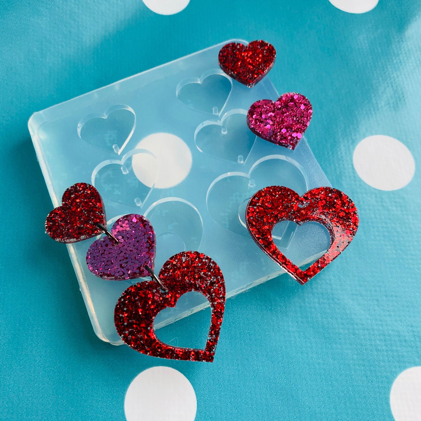 Deluxe  Silicone Triple  Heart Dangle  Mold