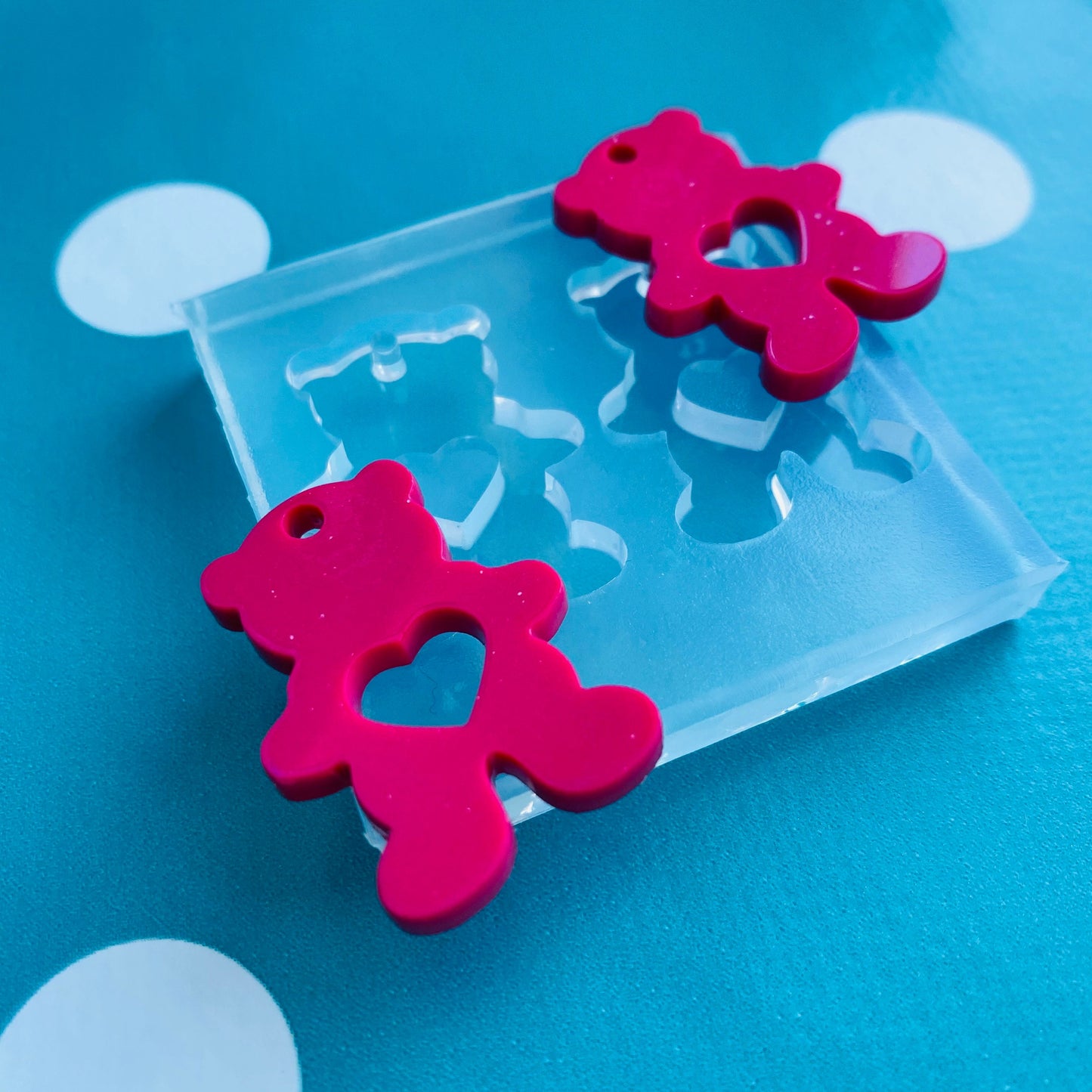 30mm Silicone Teddy Bear Earrings Mold - ResinValentines  EM526