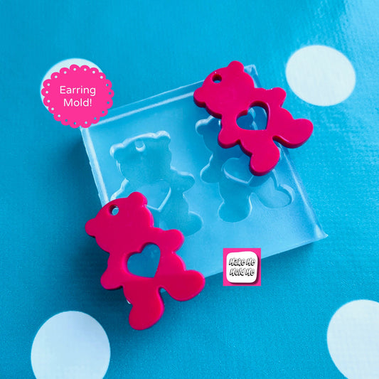 30mm Silicone Teddy Bear Earrings Mold - ResinValentines  EM526