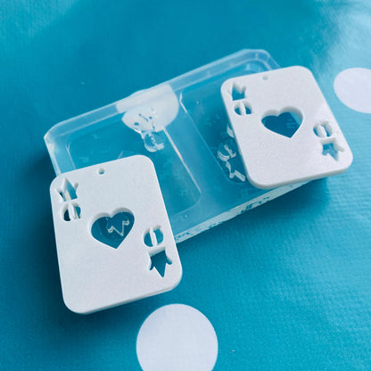Queen of Hearts Playing Silicone Dangle Earring Mold - EM528