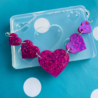 Heart Link Style  Necklace Silicone Mold - Resin Mould NM07