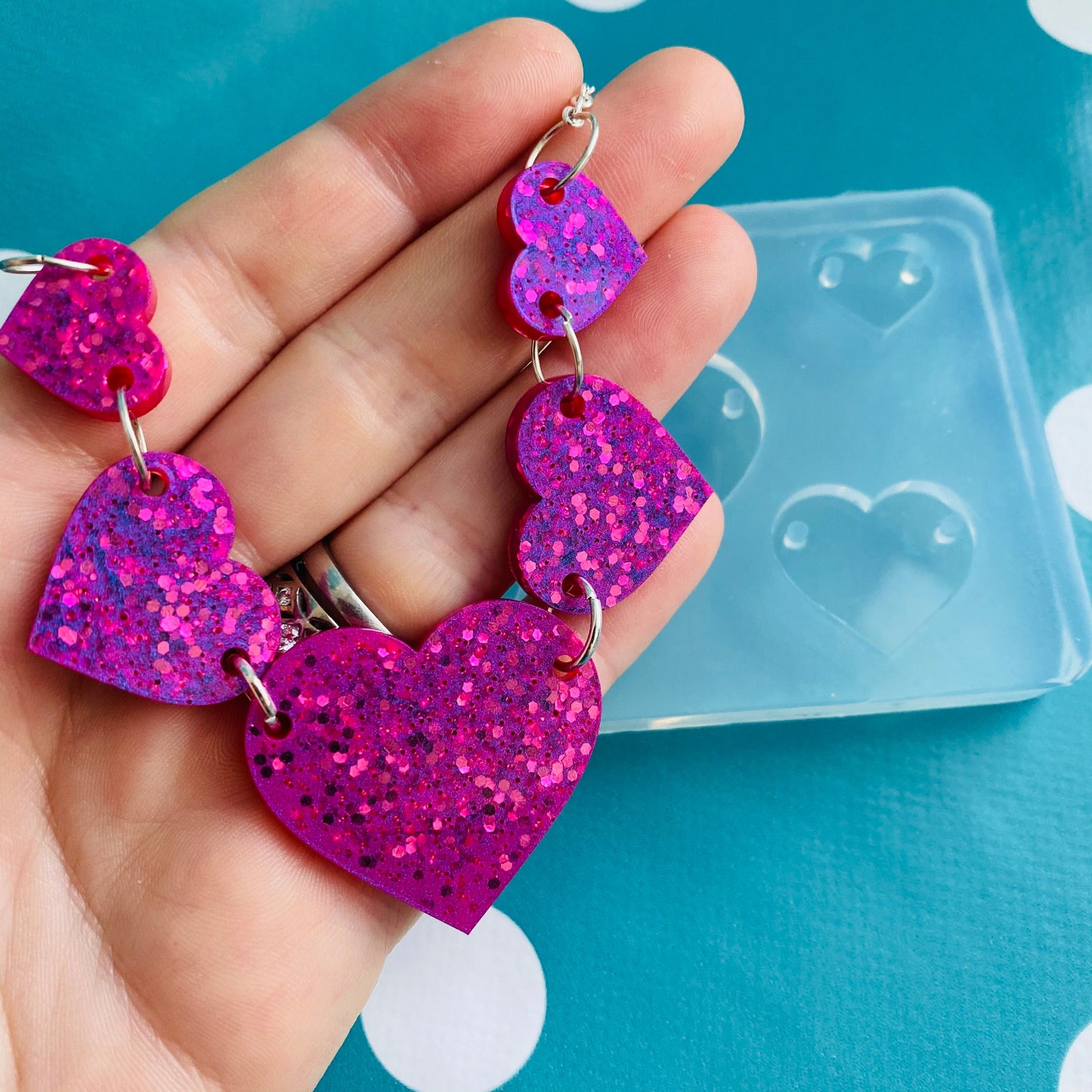 Heart Link Style  Necklace Silicone Mold - Resin Mould NM07