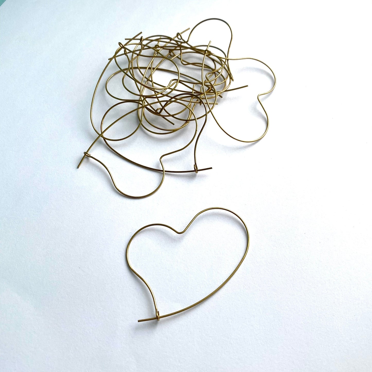 10 x 40mm Antique Brass Effect  Plated Heart Hoop Earring Wire Findings MM111 T