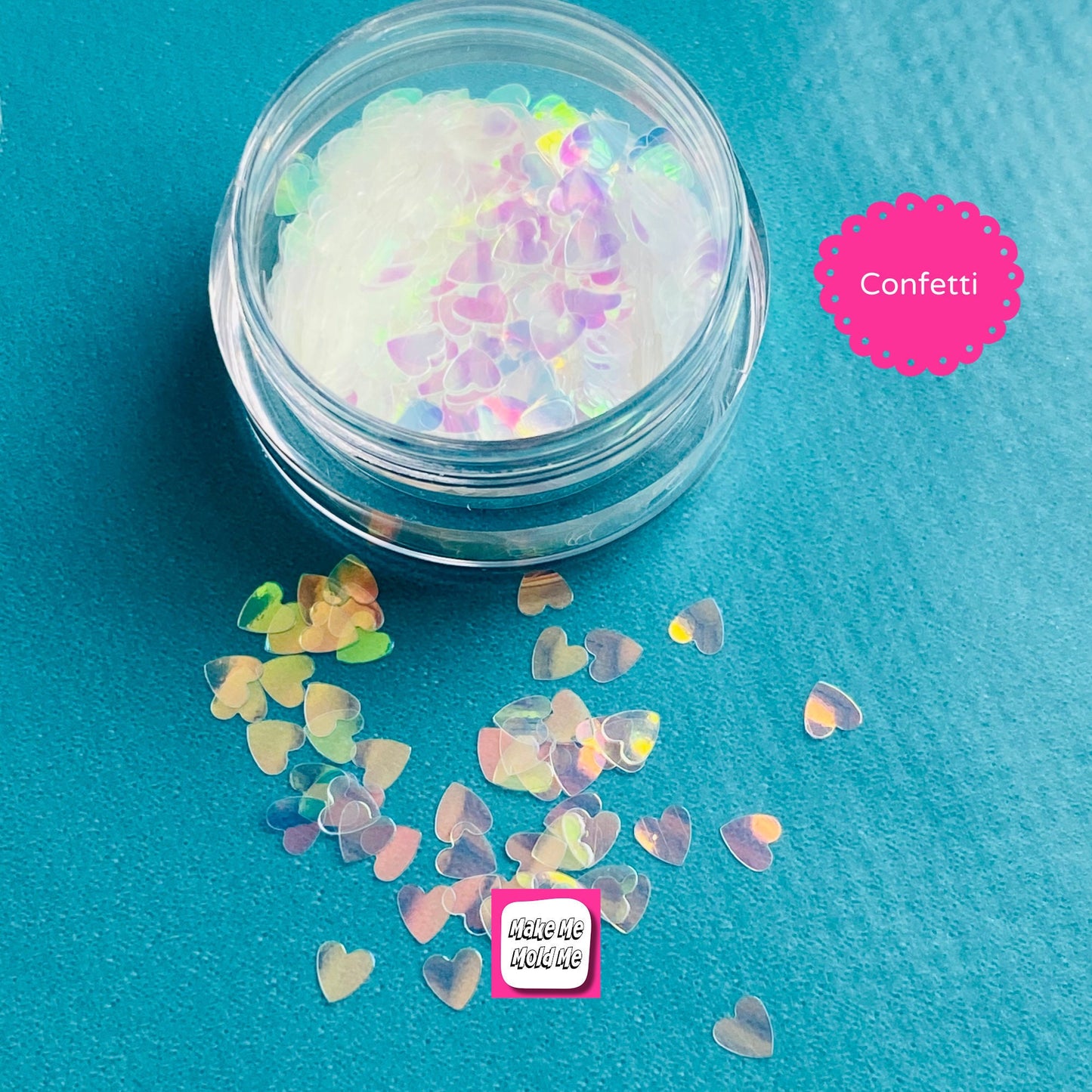 White Iridescent Heart Shaped Glitter Foil Confetti MM109