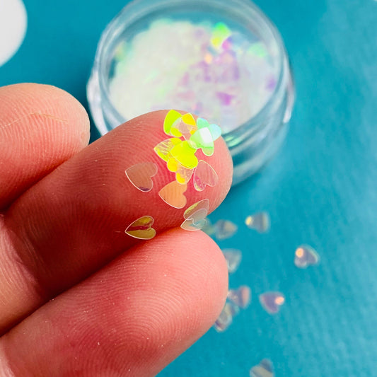 White Iridescent Heart Shaped Glitter Foil Confetti MM109