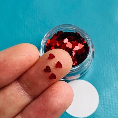 Red Heart Shaped Glitter Foil Confetti MM107