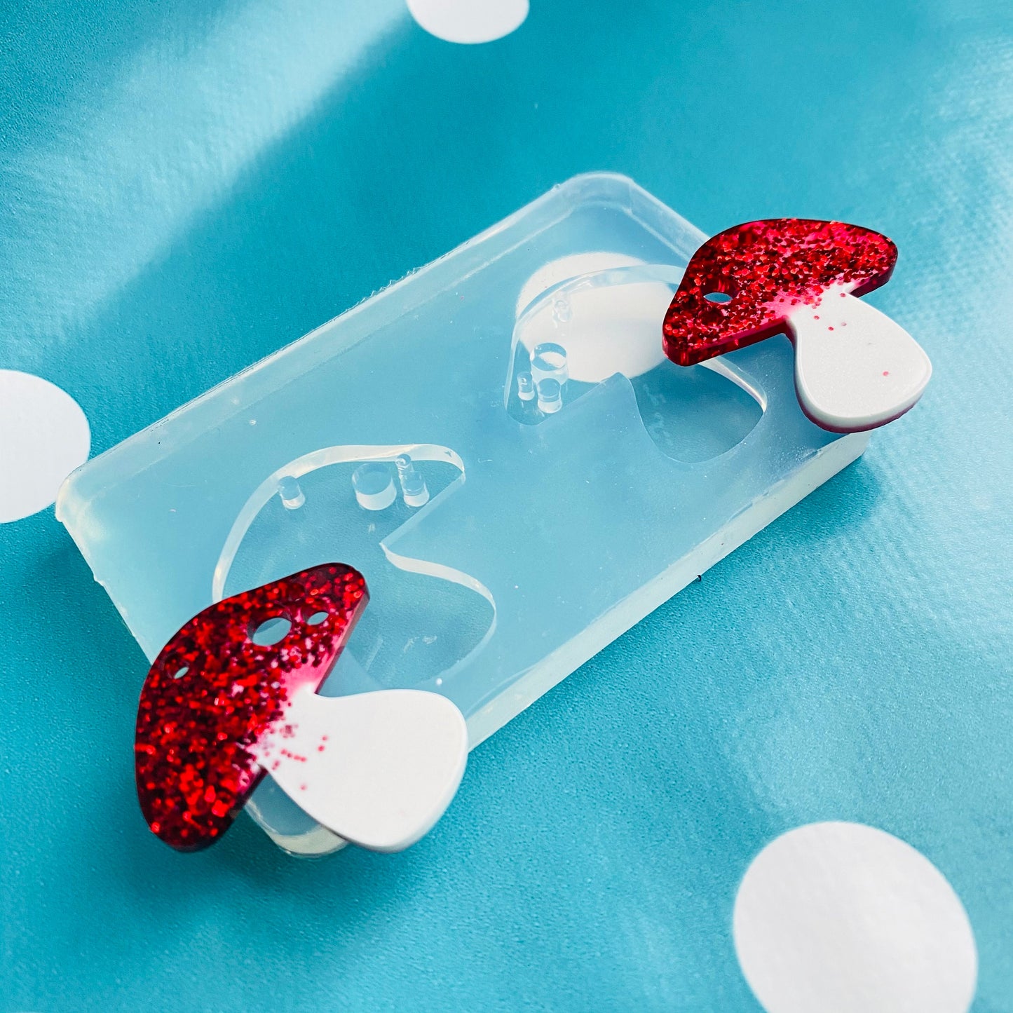 Clear Silicone Molds for Resin 30mm Toadstool Mushroom Flat Earring Silicone Mold EM537
