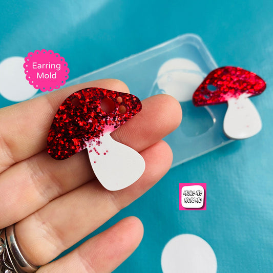 Clear Silicone Molds for Resin 30mm Toadstool Mushroom Flat Earring Silicone Mold EM537