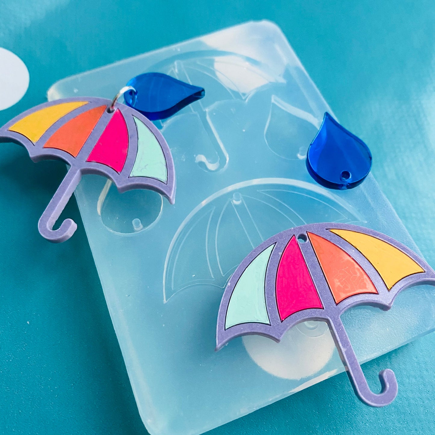 Clear Silicone Molds for Resin 35mm Deluxe Umbrella Earring - Weather Mould EM544