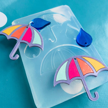 Clear Silicone Molds for Resin 35mm Deluxe Umbrella Earring - Weather Mould EM544