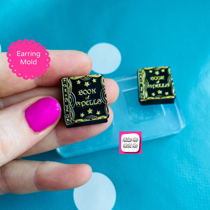 20mm Silicone Book of Spells Earrings Stud Mold  - Halloween EM547
