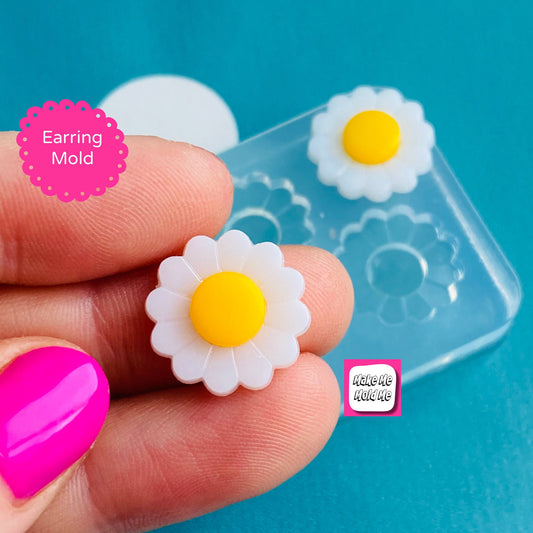 15mm Silicone Daisy Flower Stud Earring Mold -  Resin Earrings Mould EM548