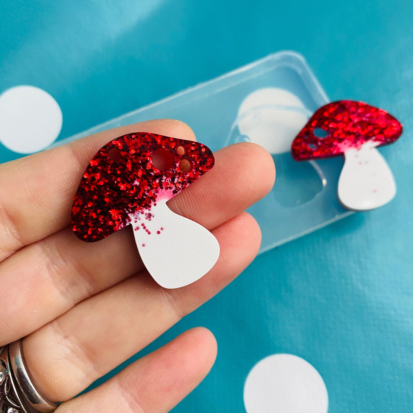 Clear Silicone Molds for Resin 30mm Toadstool Mushroom Flat Earring Silicone Mold EM537